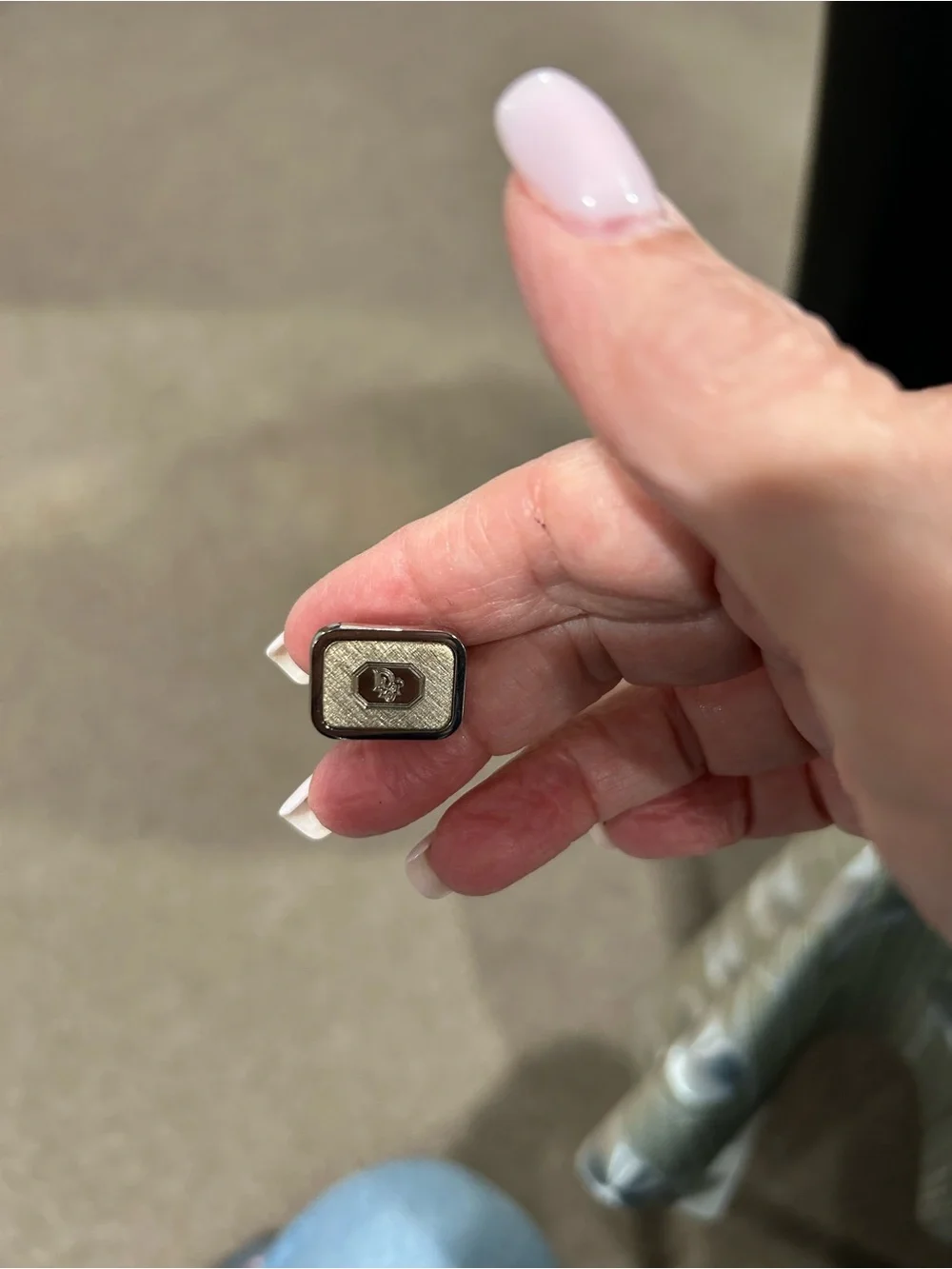 7070. Vintage Dior two-tone cufflinks with engraved Dior hallmark.